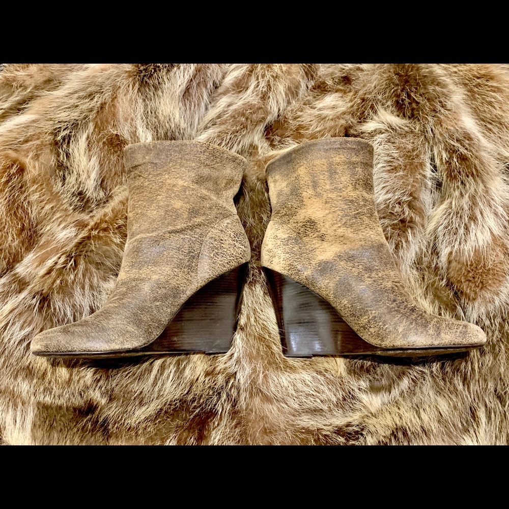 Michael Kors Crinkle Leather Wedge Booties